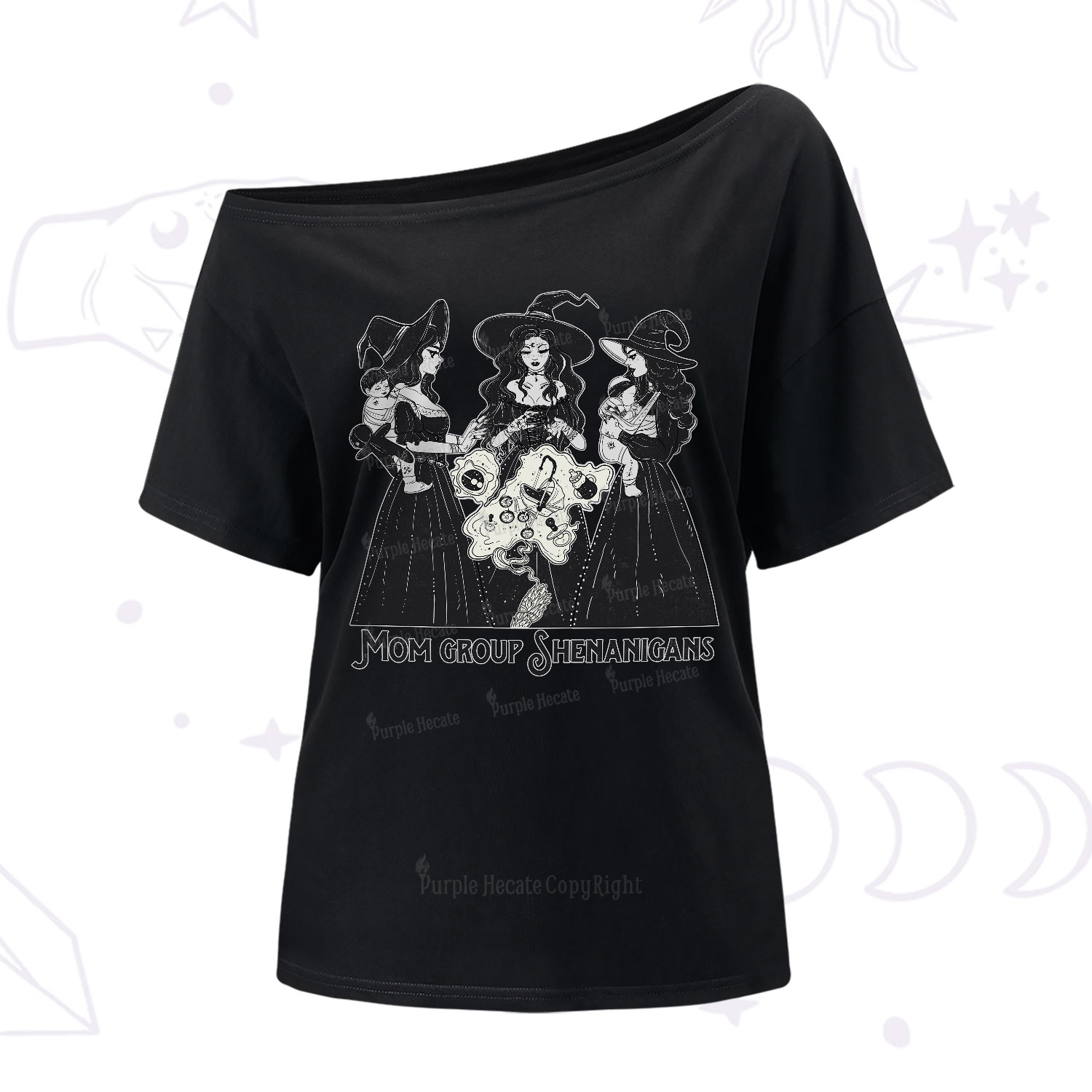 Purplehecate Mom Group Shenanigans One-Shoulder T-Shirt