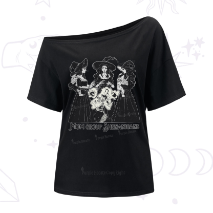 Purplehecate Mom Group Shenanigans One-Shoulder T-Shirt