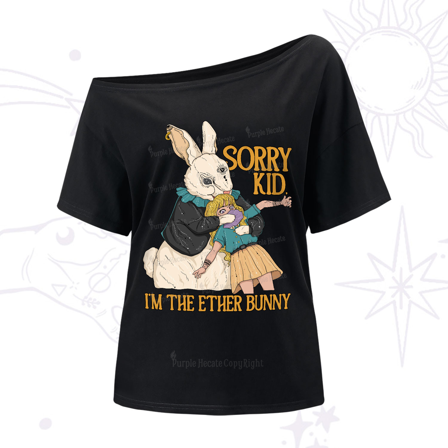 Purplehecate Sorry Kid I'm Ether Bunny One-Shoulder T-Shirt