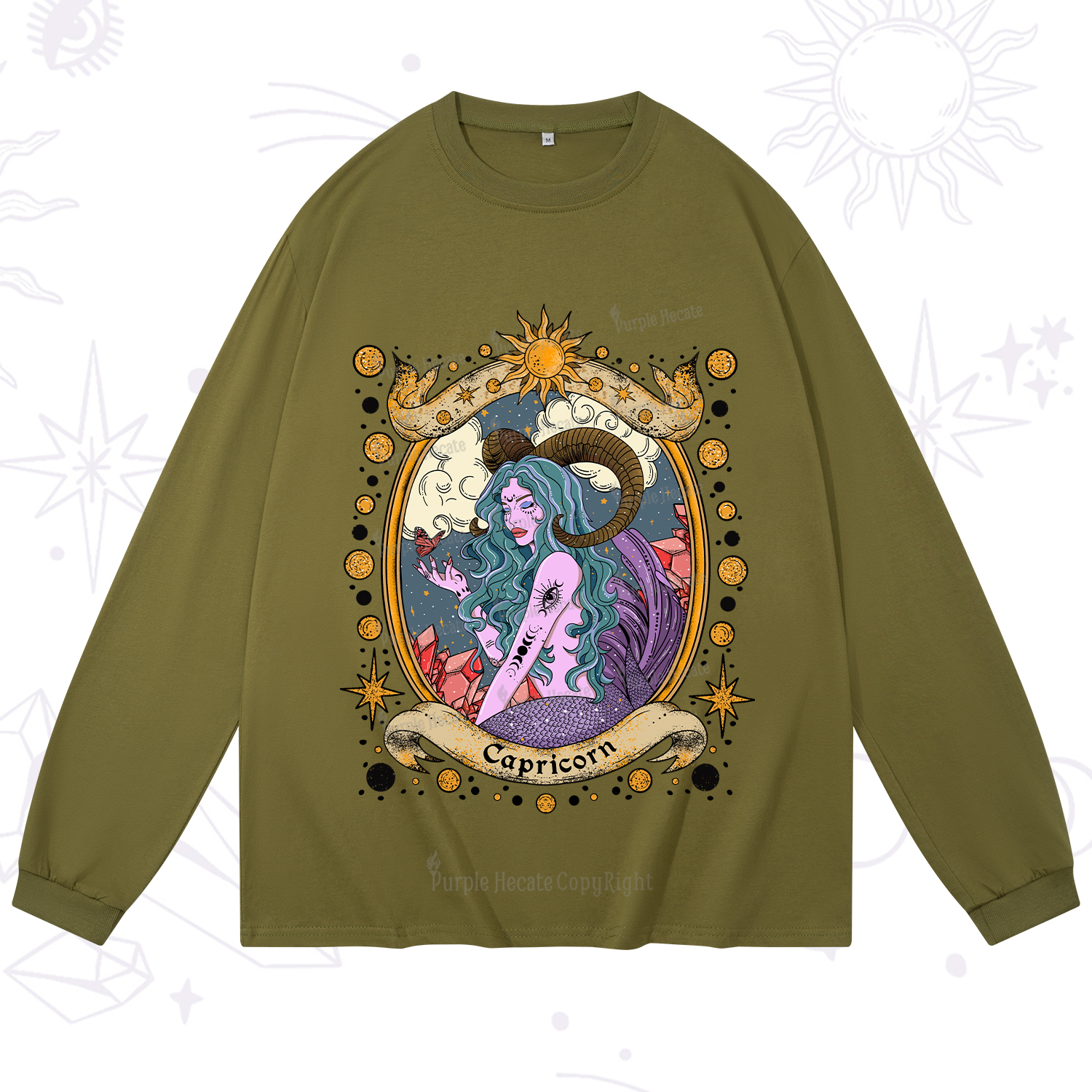 Purplehecate Capricorn Radiance Zodiac Long Sleeve T-Shirt