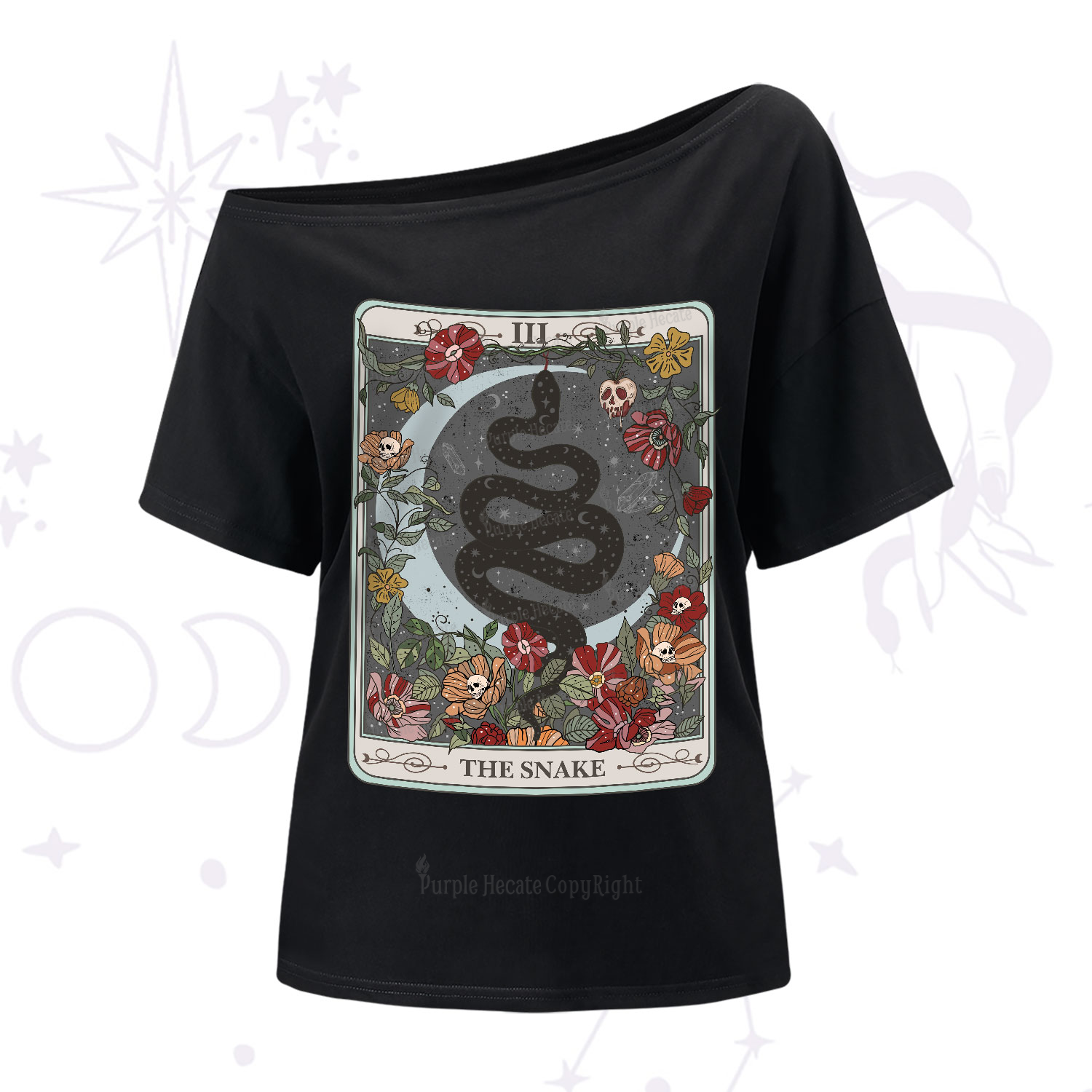 Purplehecate The Snake Tarot One-Shoulder T-Shirt