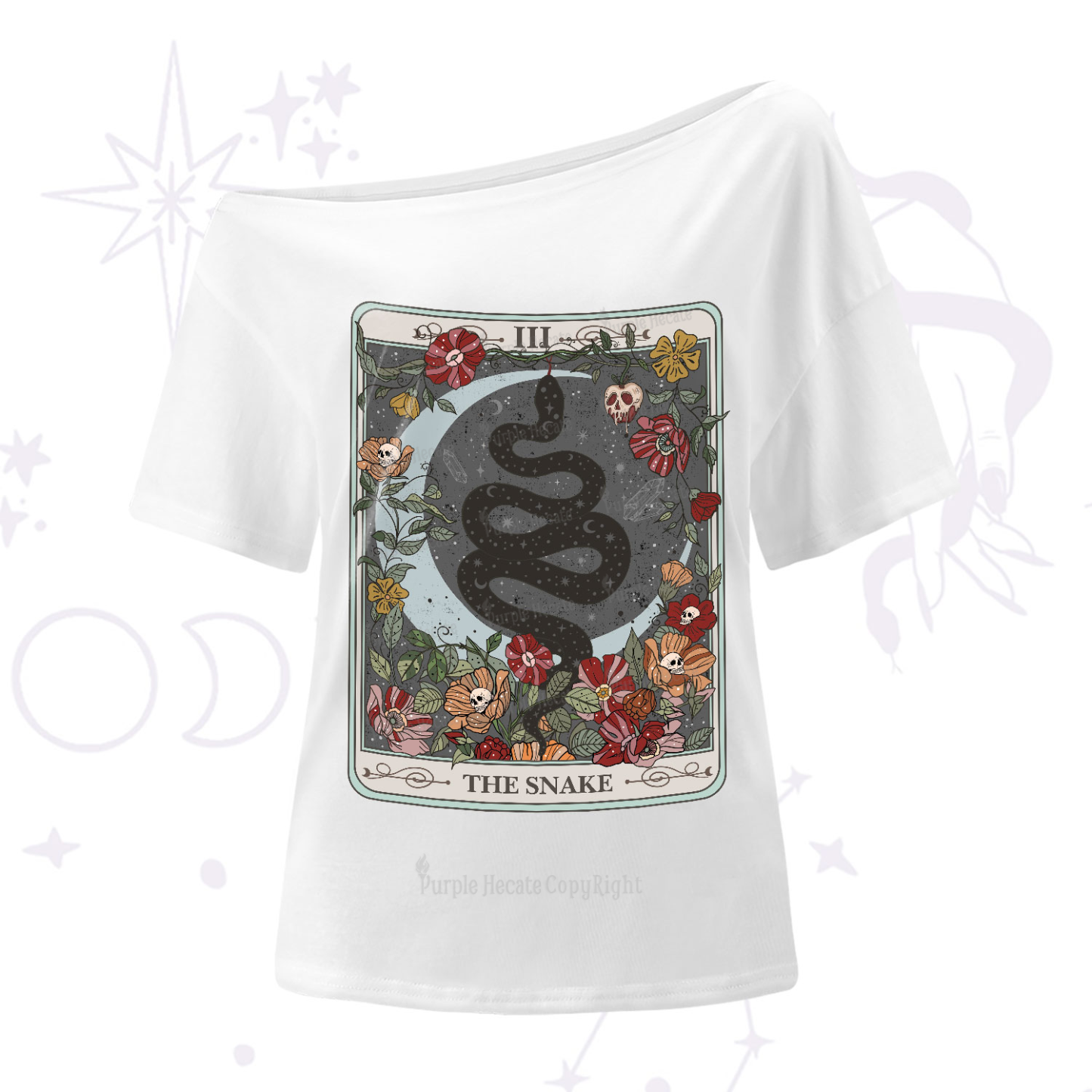 Purplehecate The Snake Tarot One-Shoulder T-Shirt