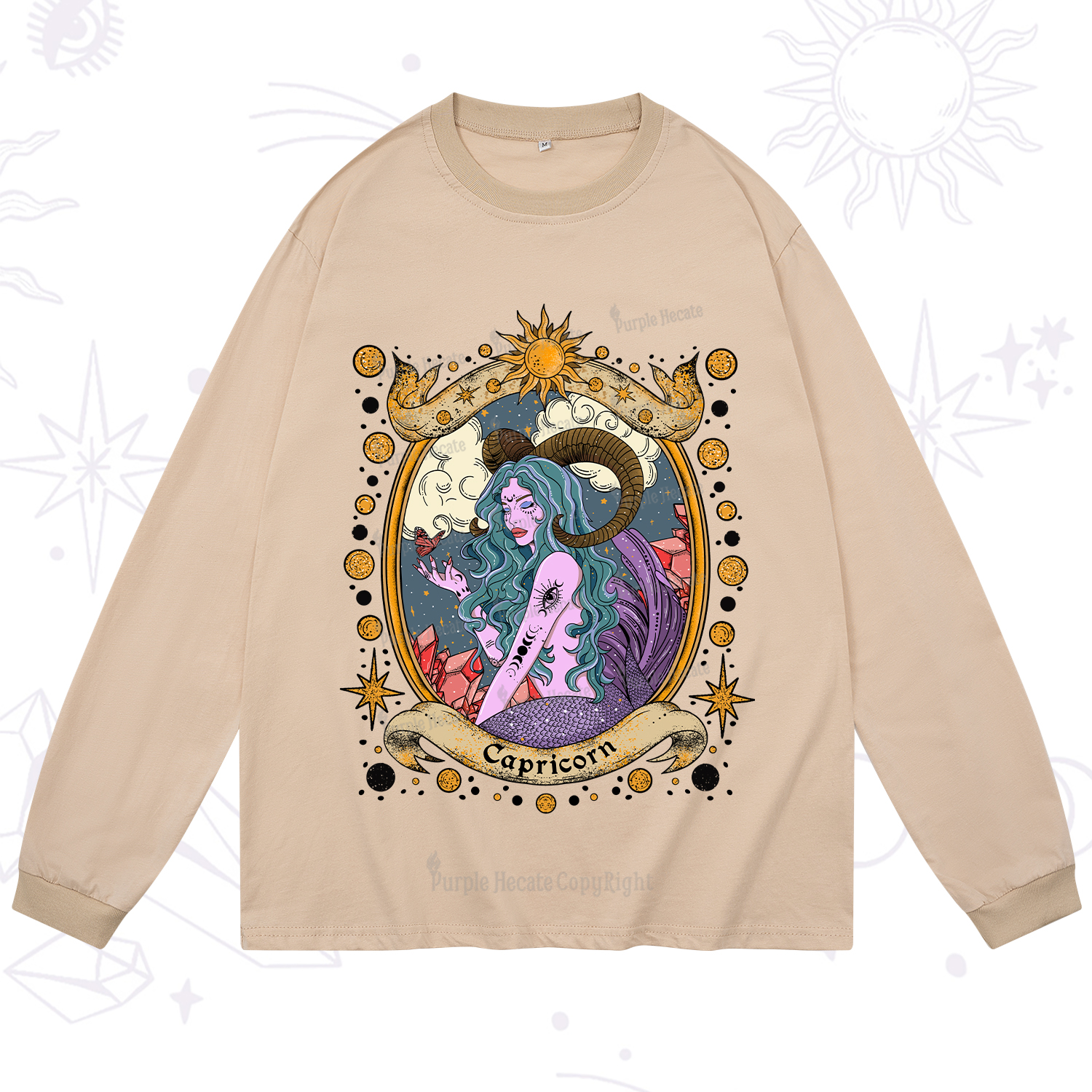 Purplehecate Capricorn Radiance Zodiac Long Sleeve T-Shirt