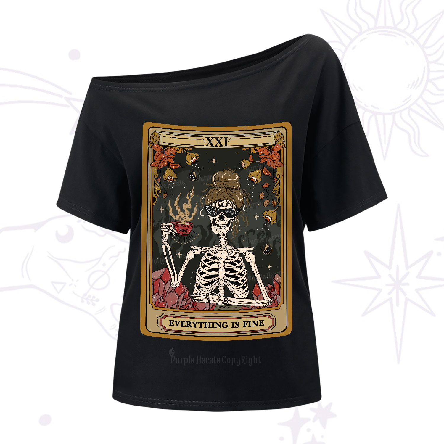 Purplehecate The Everything Fine Tarot One-Shoulder T-Shirt