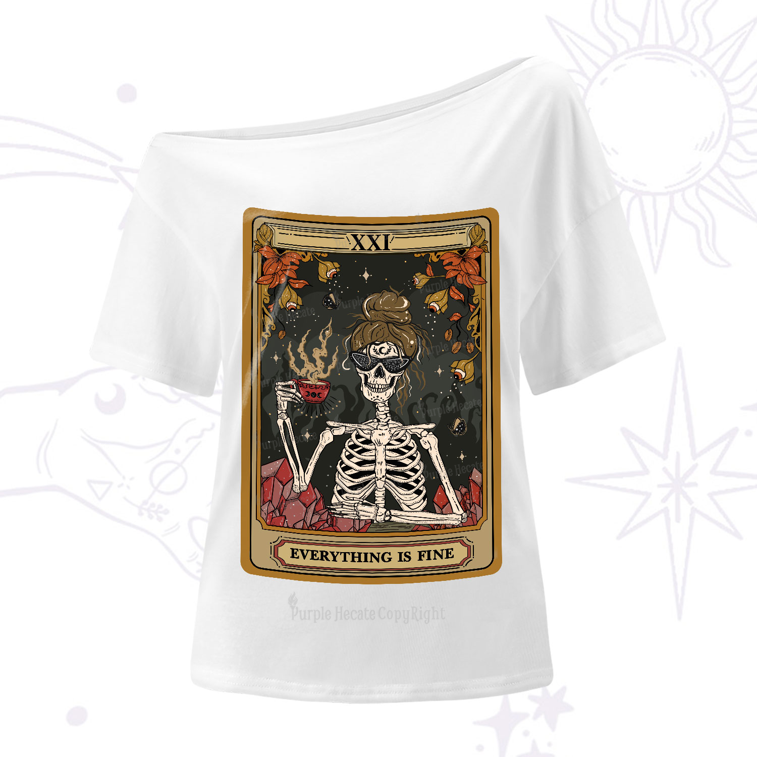 Purplehecate The Everything Fine Tarot One-Shoulder T-Shirt