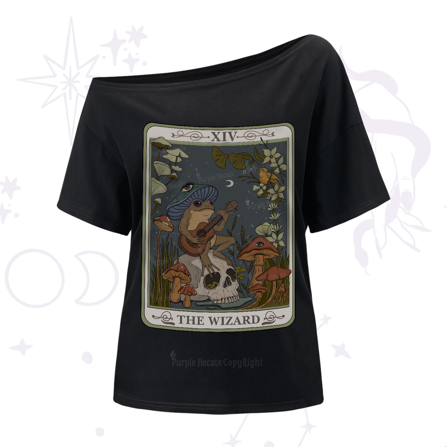 Purplehecate The Wizard Tarot One-Shoulder T-Shirt