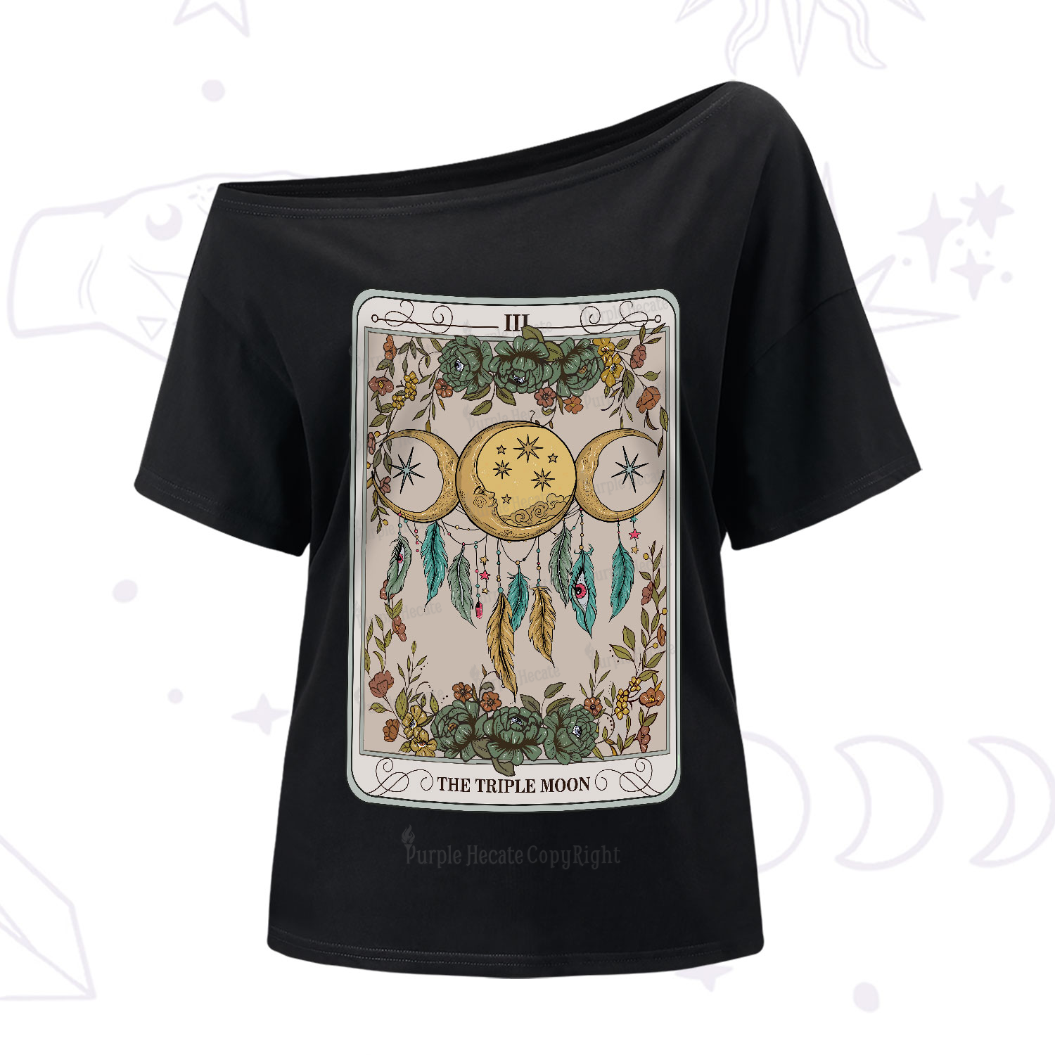 Purplehecate The Triple Moon Tarot Card One-Shoulder T-Shirt