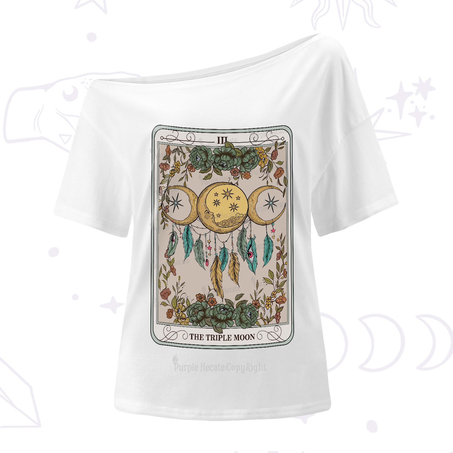 Purplehecate The Triple Moon Tarot Card One-Shoulder T-Shirt