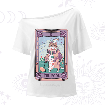 Purplehecate The Fool Cat Tarot One-Shoulder T-Shirt