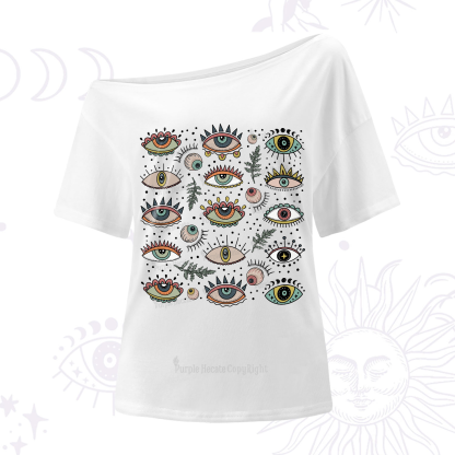 Purplehecate Evil Eye Array One-Shoulder T-Shirt