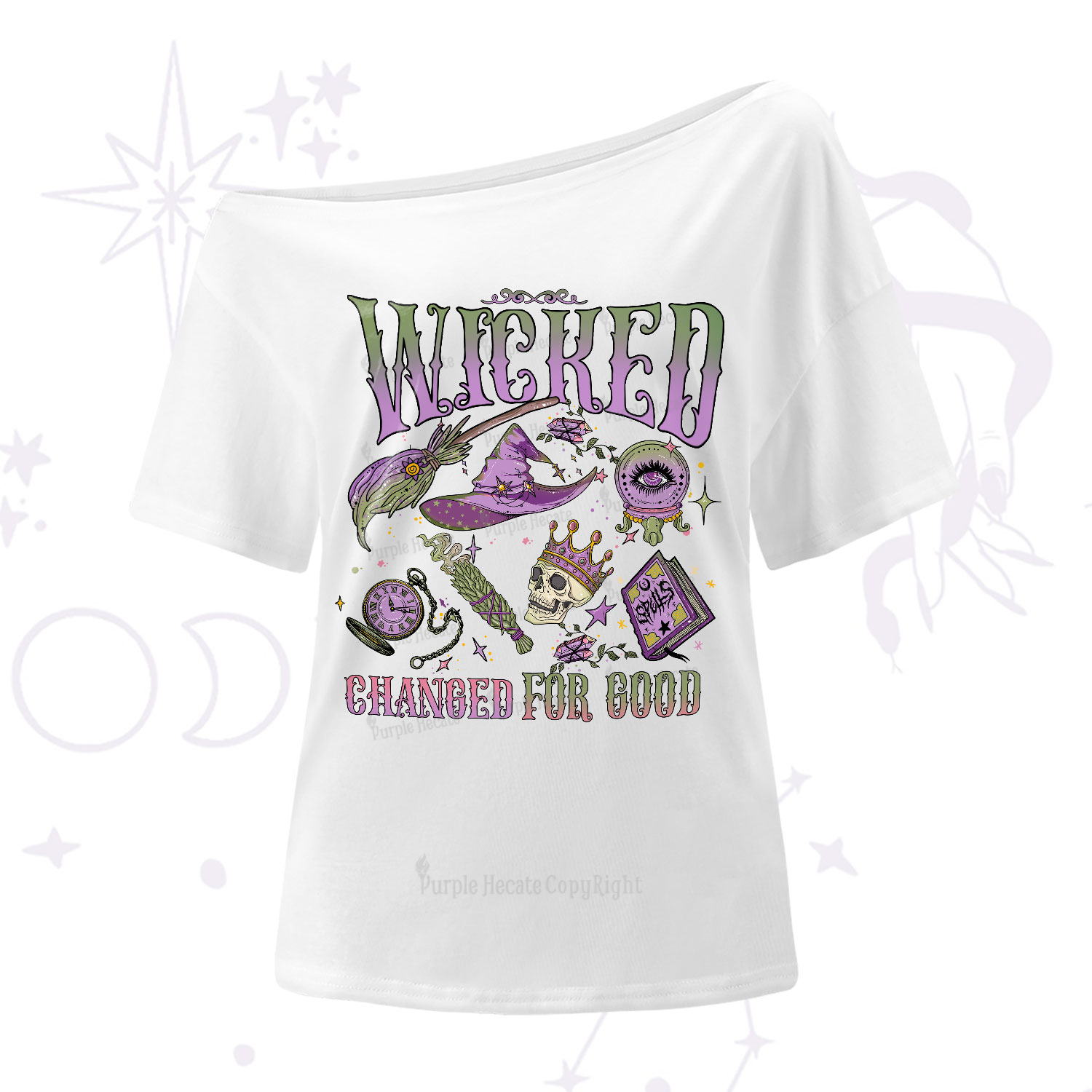 Purplehecate Wicked Changed For Good One-Shoulder T-Shirt