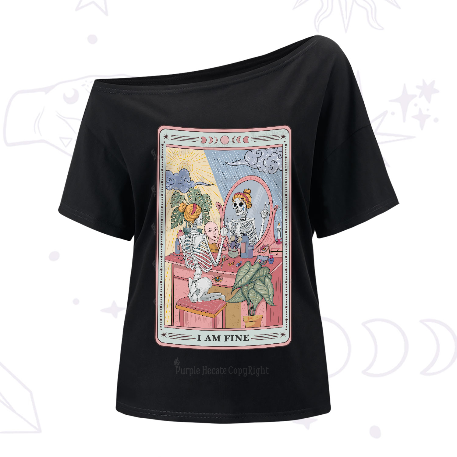 Purplehecate I Am Fine Tarot Card One-Shoulder T-Shirt