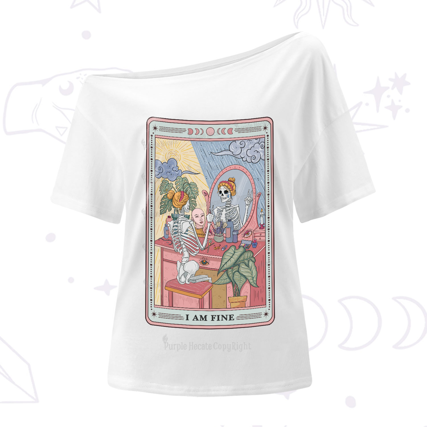 Purplehecate I Am Fine Tarot Card One-Shoulder T-Shirt