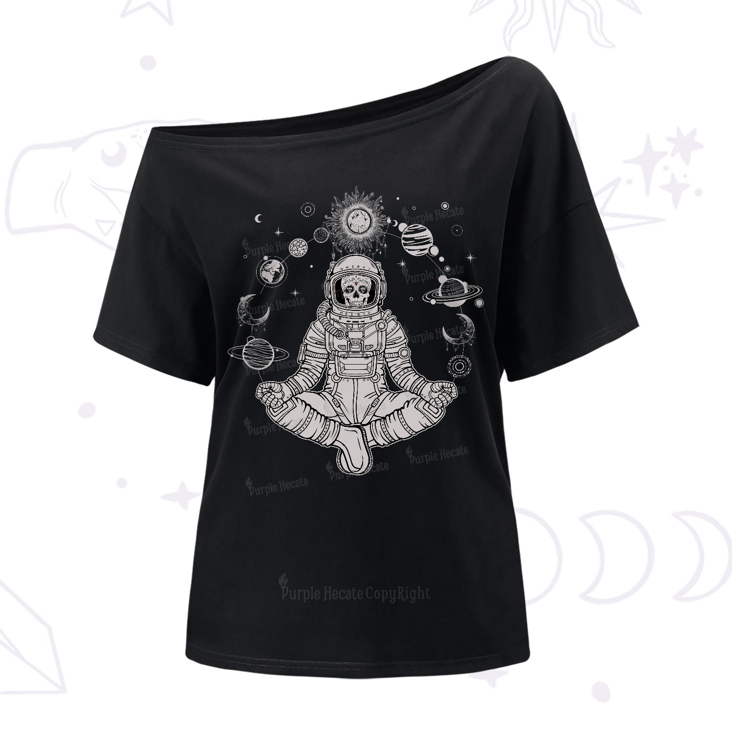 Purplehecate Cosmic Meditator One-Shoulder T-Shirt