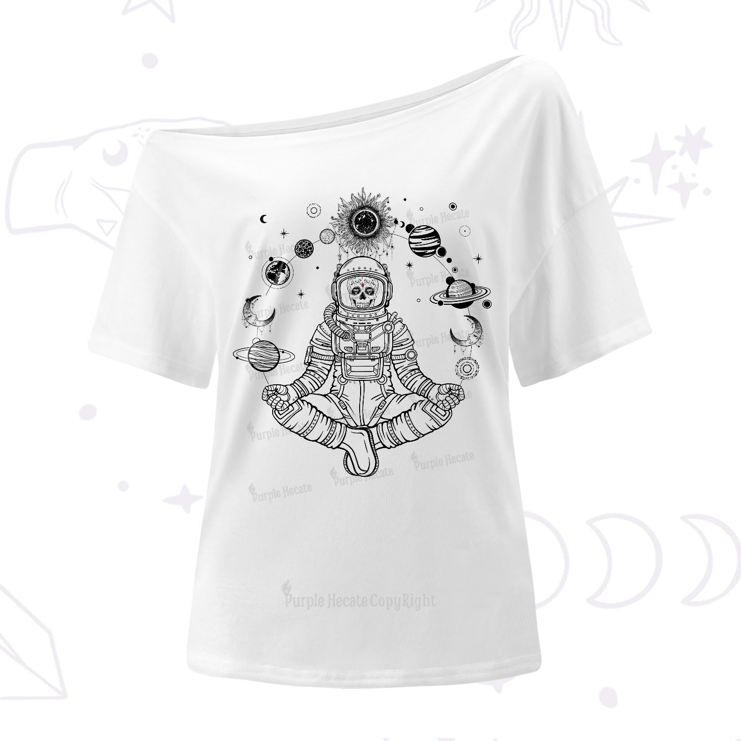 Purplehecate Cosmic Meditator One-Shoulder T-Shirt