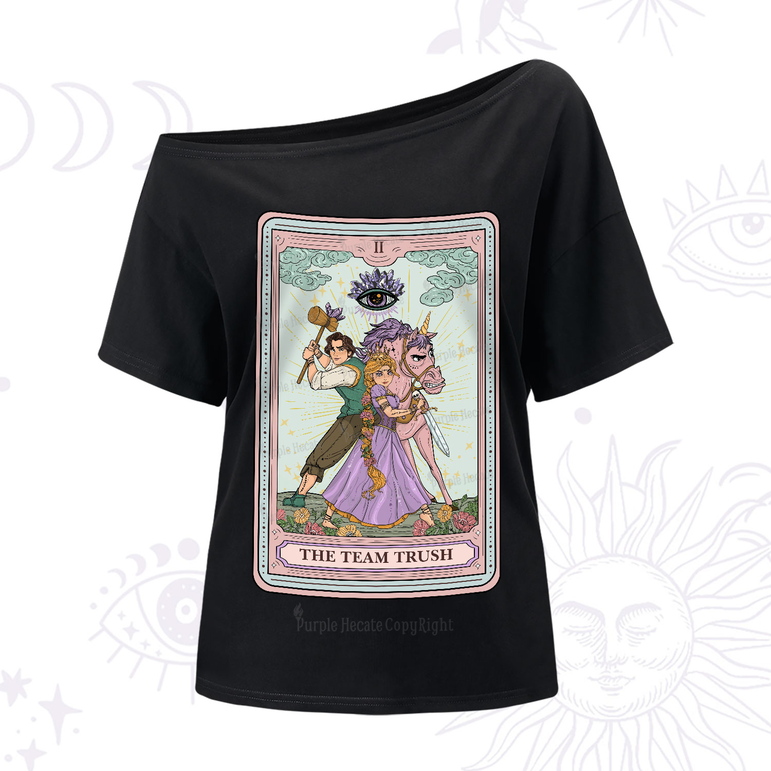 Purplehecate The Team Trush Tarot Card One-Shoulder T-Shirt