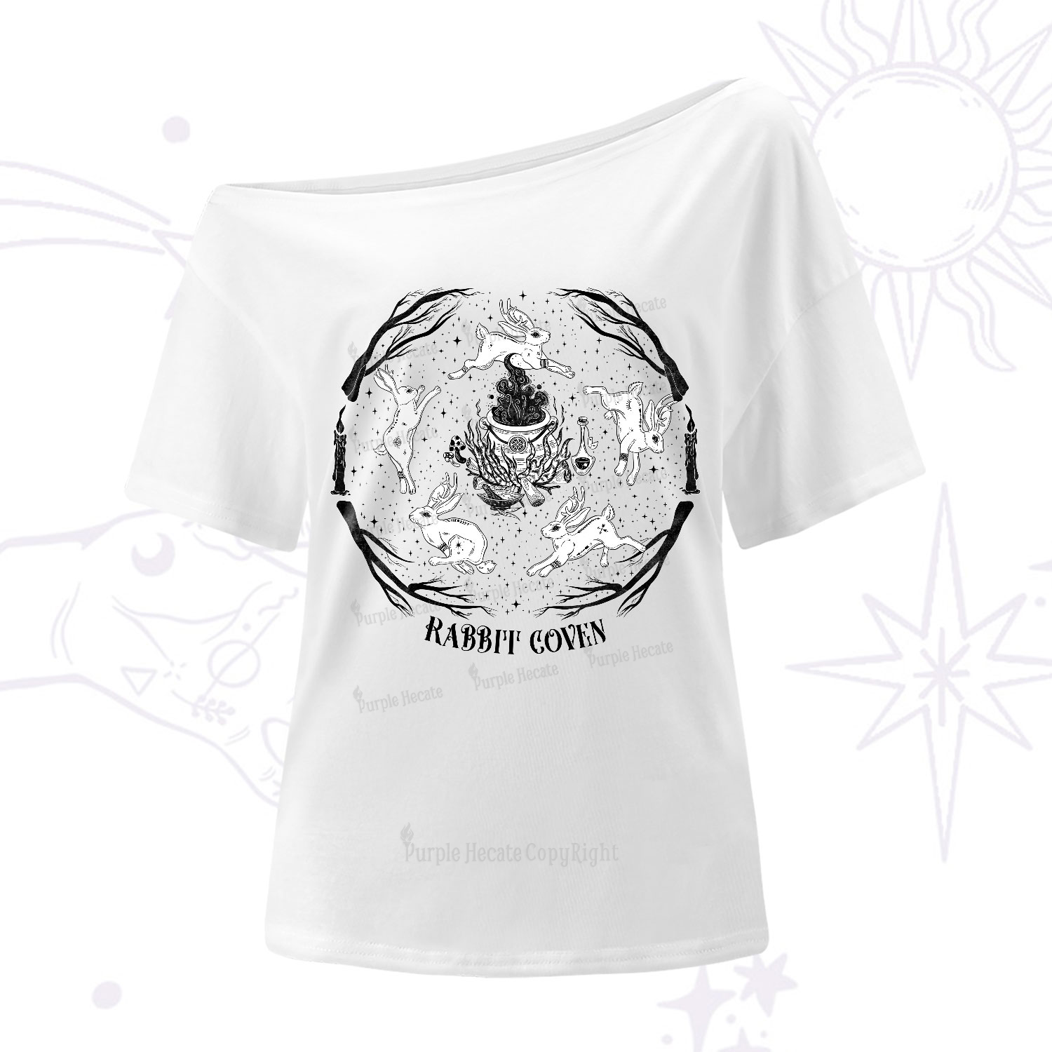 Purplehecate Rabbit Coven One-Shoulder T-Shirt