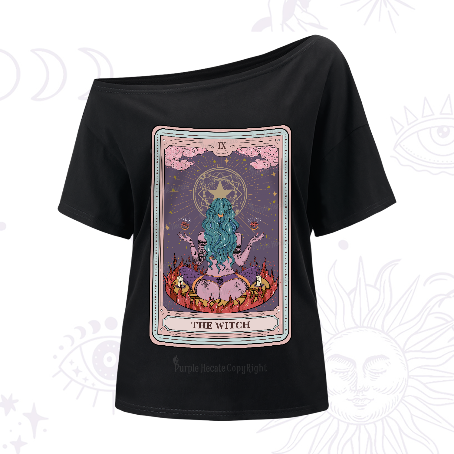 Purplehecate The Witch Tarot Card One-Shoulder T-Shirt