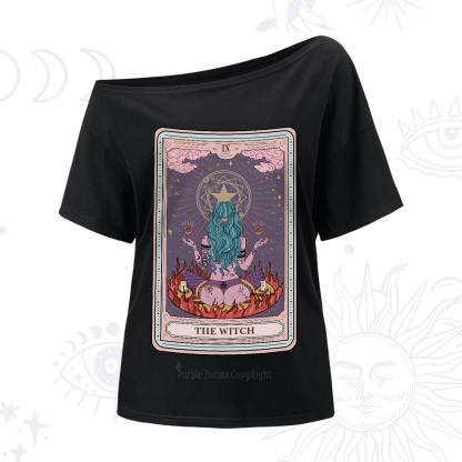 Purplehecate The Witch Tarot Card One-Shoulder T-Shirt
