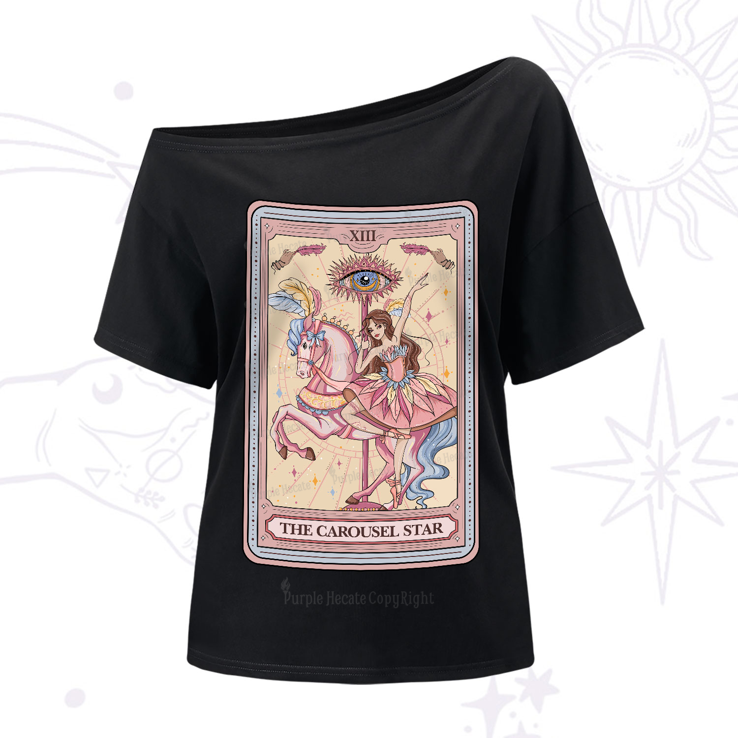 Purplehecate The Carousel Star Tarot Card One-Shoulder T-Shirt