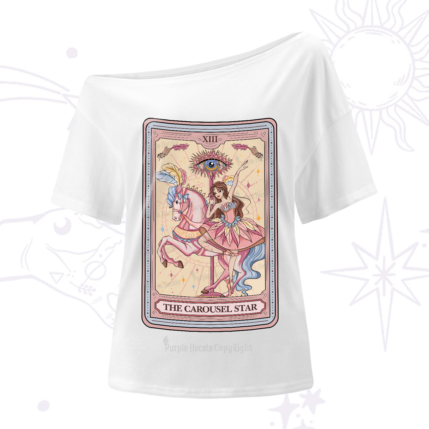 Purplehecate The Carousel Star Tarot Card One-Shoulder T-Shirt
