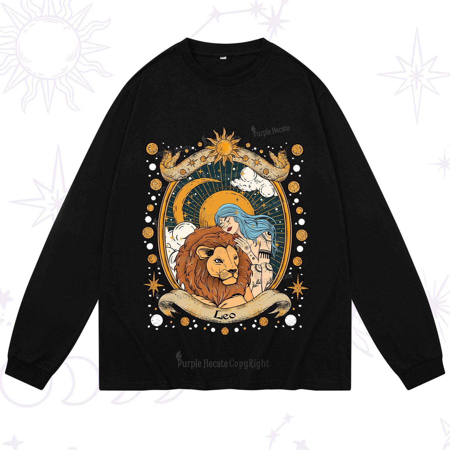 Purplehecate Leo Radiance Zodiac Long Sleeve T-Shirt