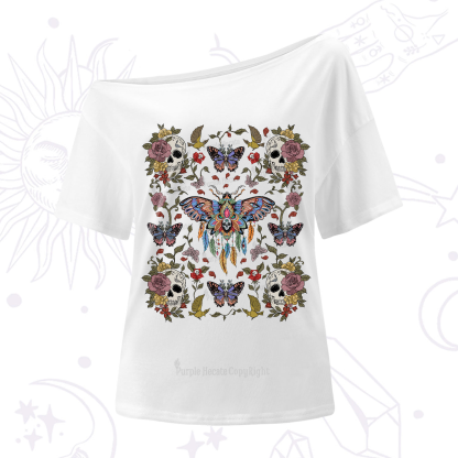 Purplehecate Deaths Head Moth One-Shoulder T-Shirt