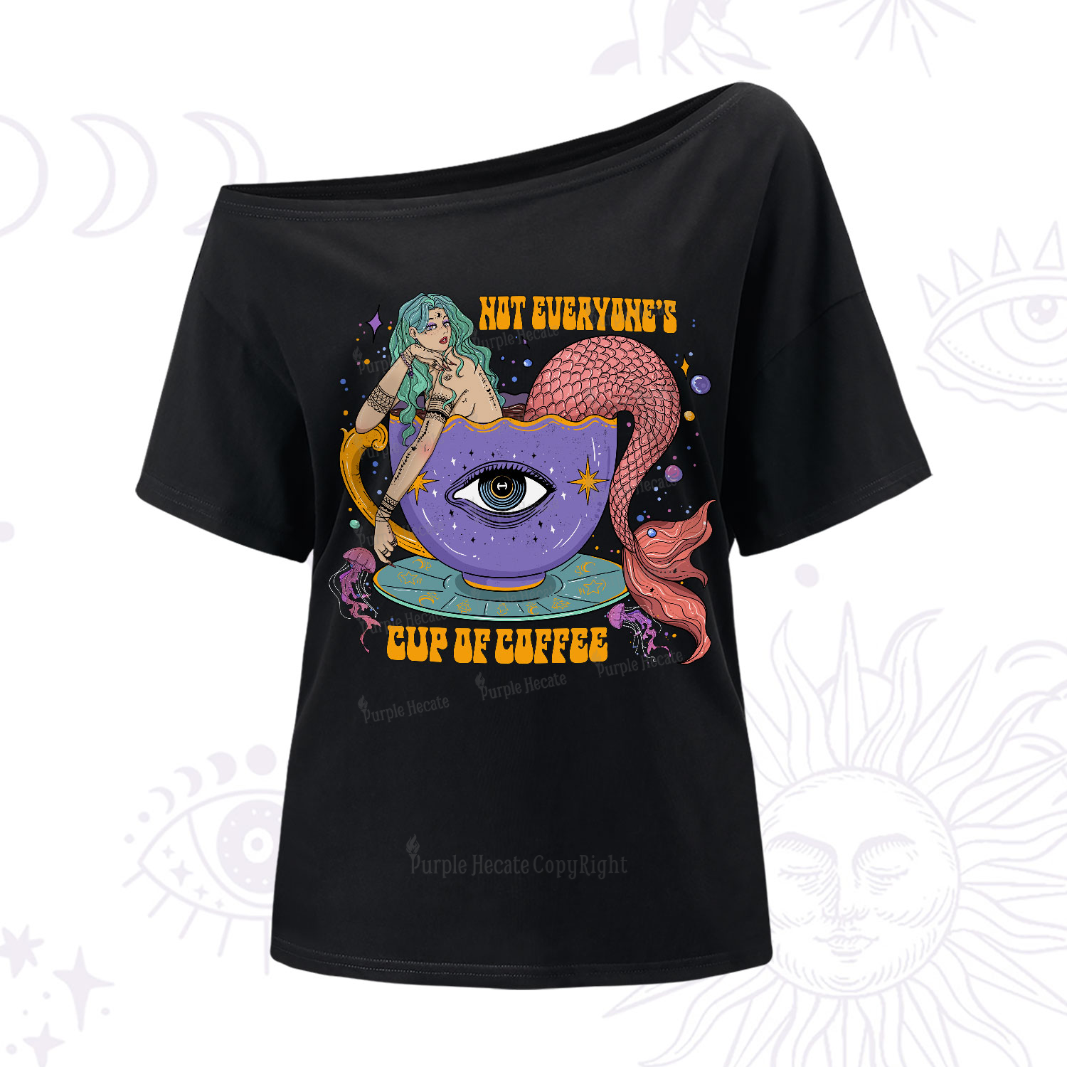 Purplehecate Not Everyone's Cup Of Coffee One-Shoulder T-Shirt