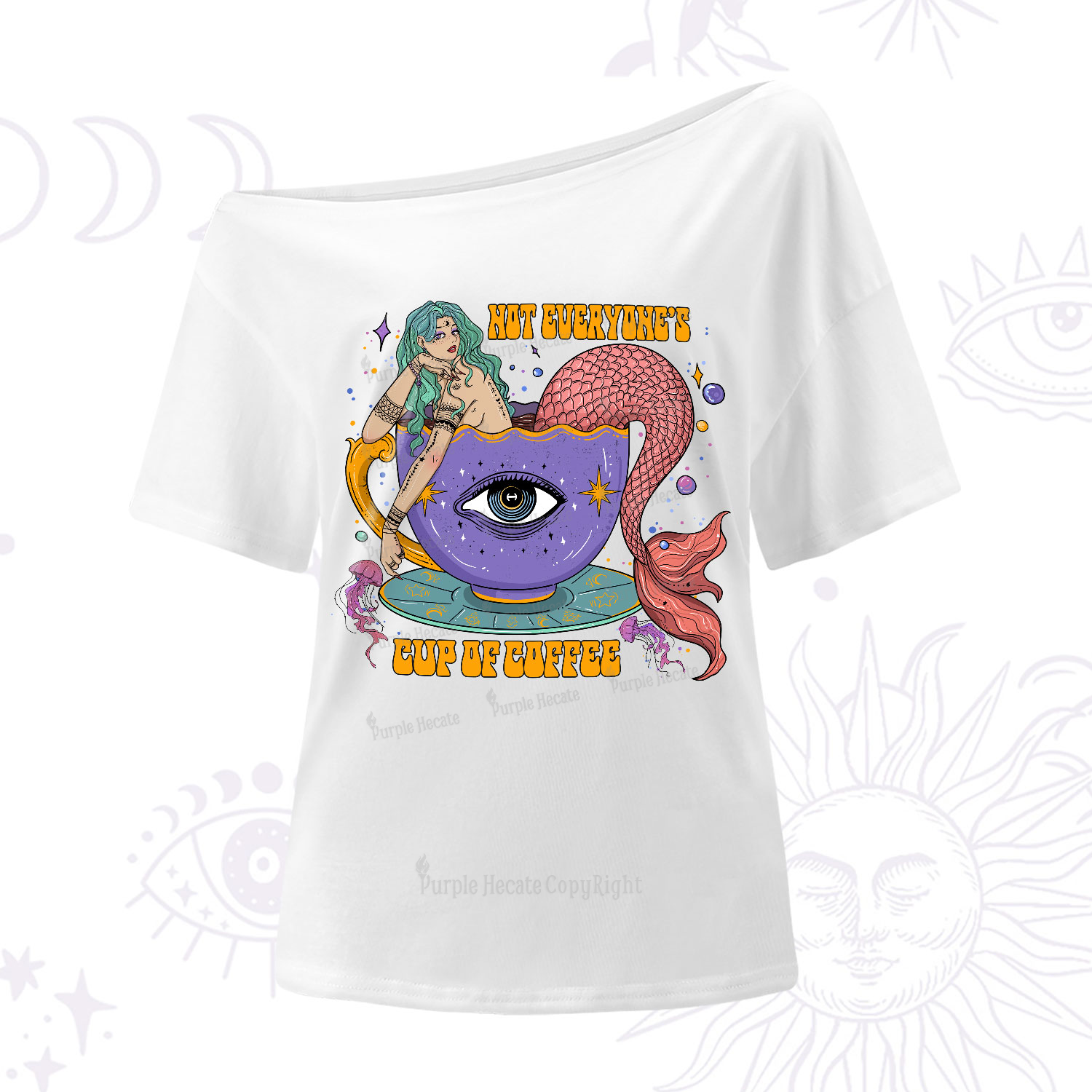 Purplehecate Not Everyone's Cup Of Coffee One-Shoulder T-Shirt