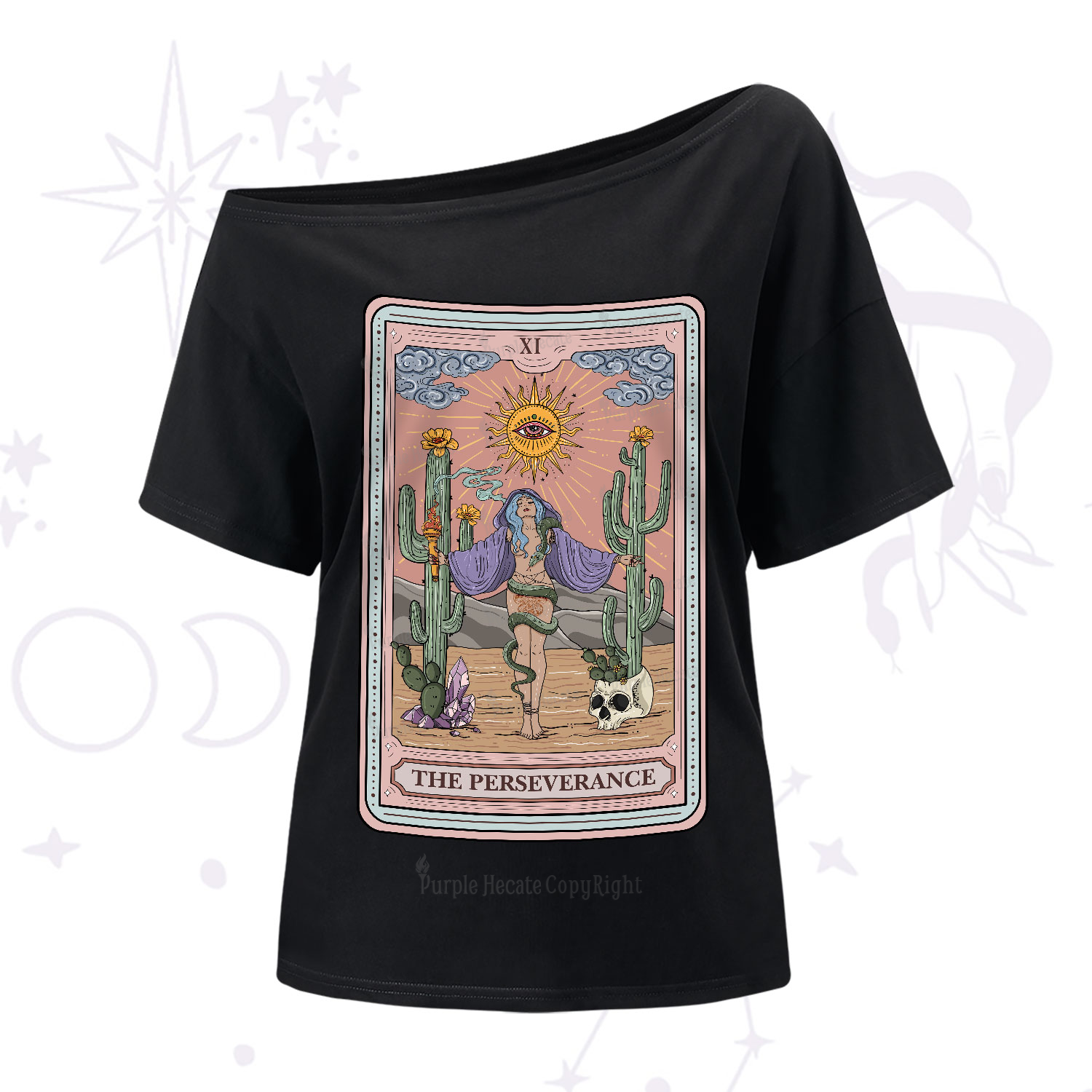 Purplehecate The Perseverance Tarot Card One-Shoulder T-Shirt