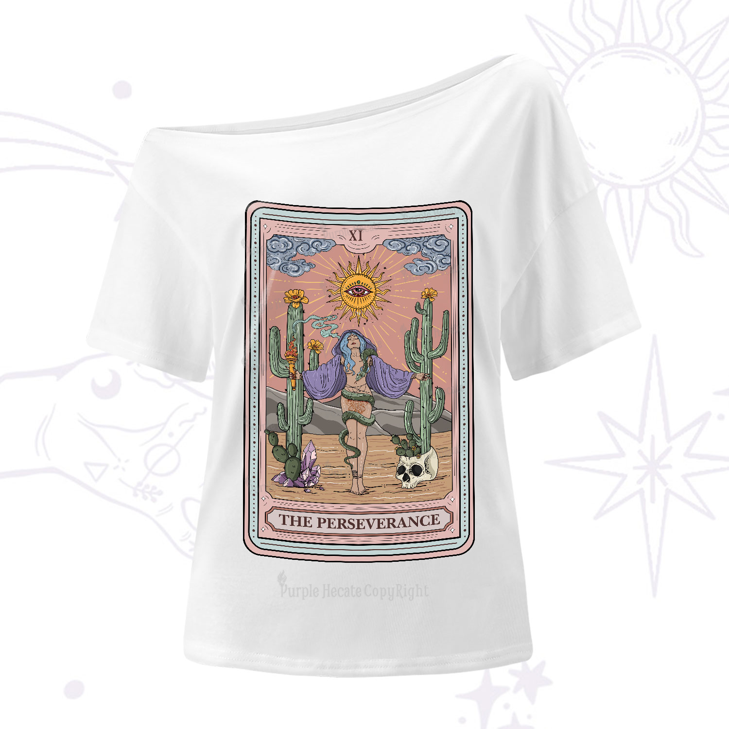 Purplehecate The Perseverance Tarot Card One-Shoulder T-Shirt