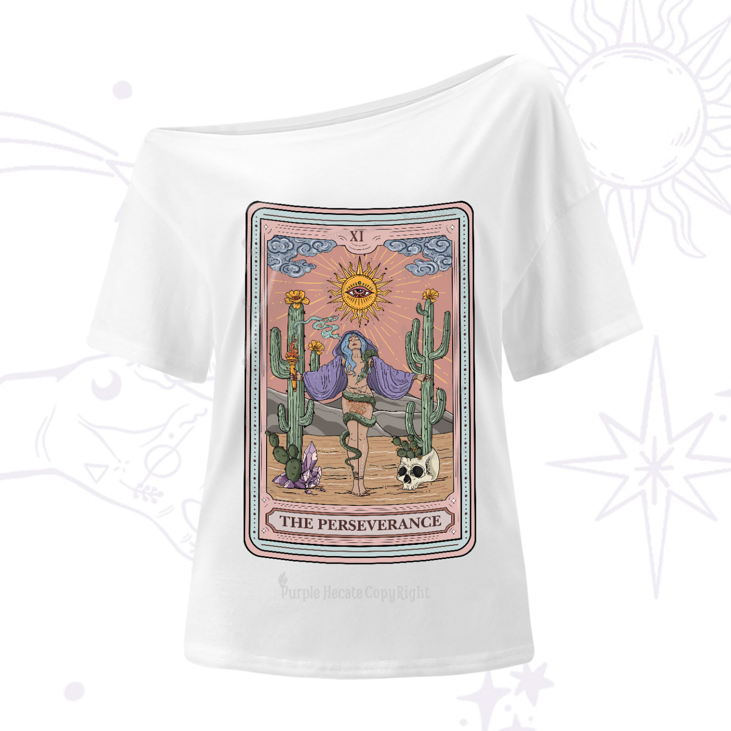 Purplehecate The Perseverance Tarot Card One-Shoulder T-Shirt