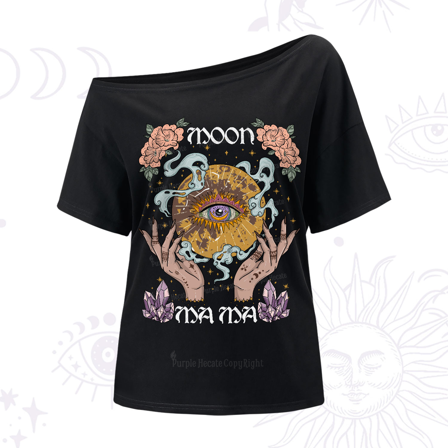 Purplehecate Moon Mama One-Shoulder T-Shirt