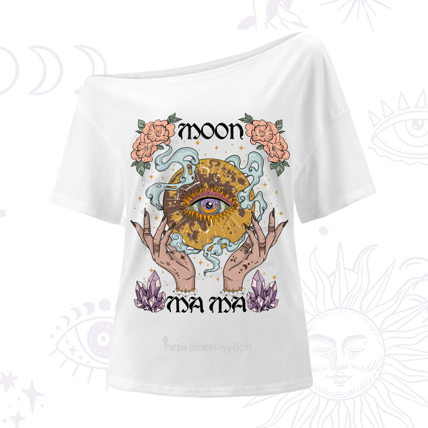 Purplehecate Moon Mama One-Shoulder T-Shirt