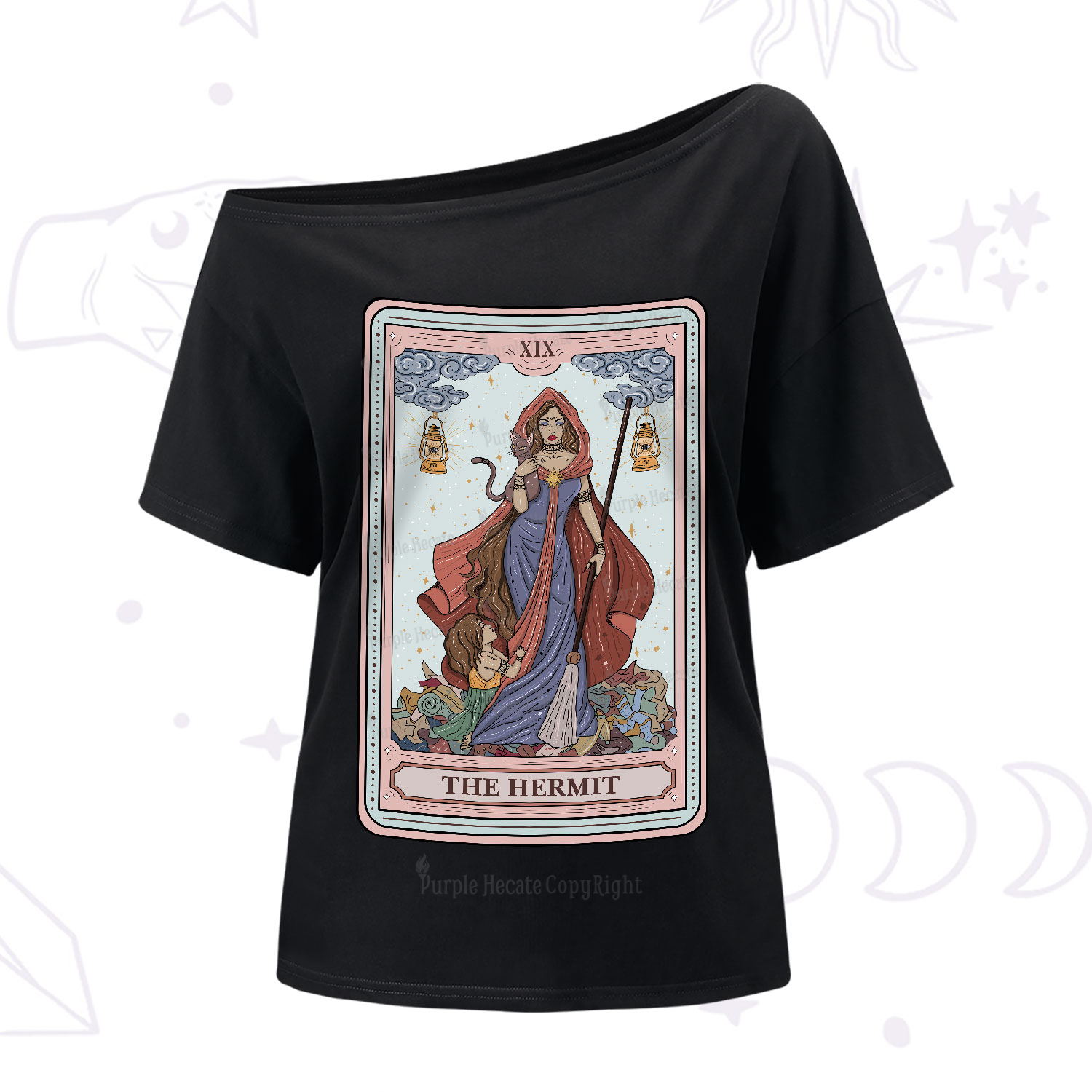 Purplehecate The Hermit Tarot Card One-Shoulder T-Shirt