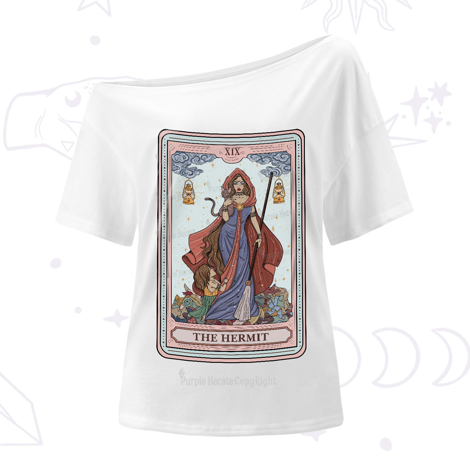 Purplehecate The Hermit Tarot Card One-Shoulder T-Shirt