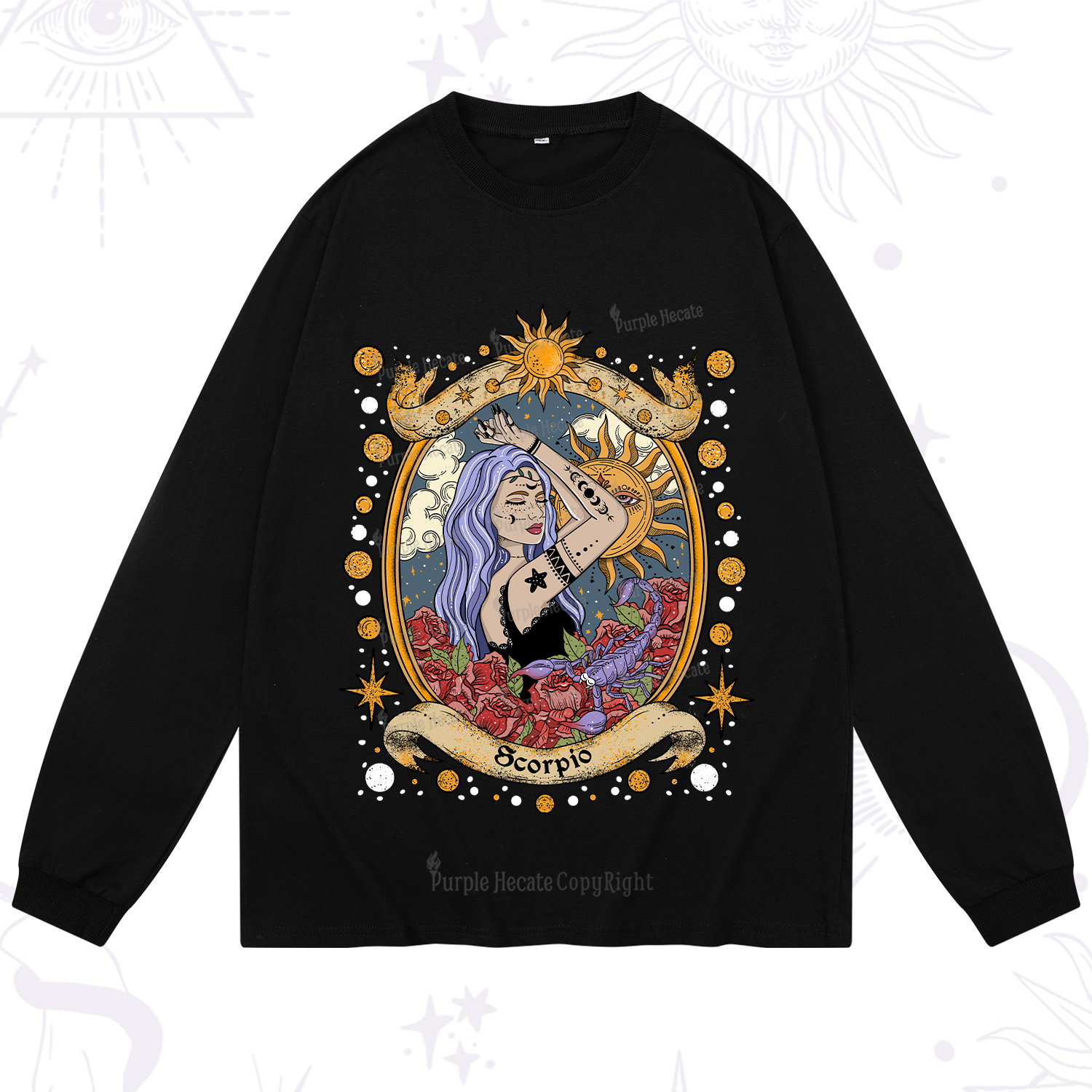 Purplehecate Scorpio Radiance Zodiac Long Sleeve T-Shirt