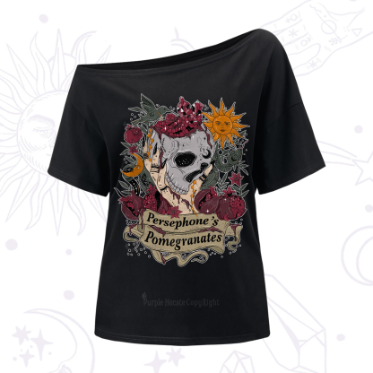 Purplehecate Persephone's Pomegranates One-Shoulder T-Shirt