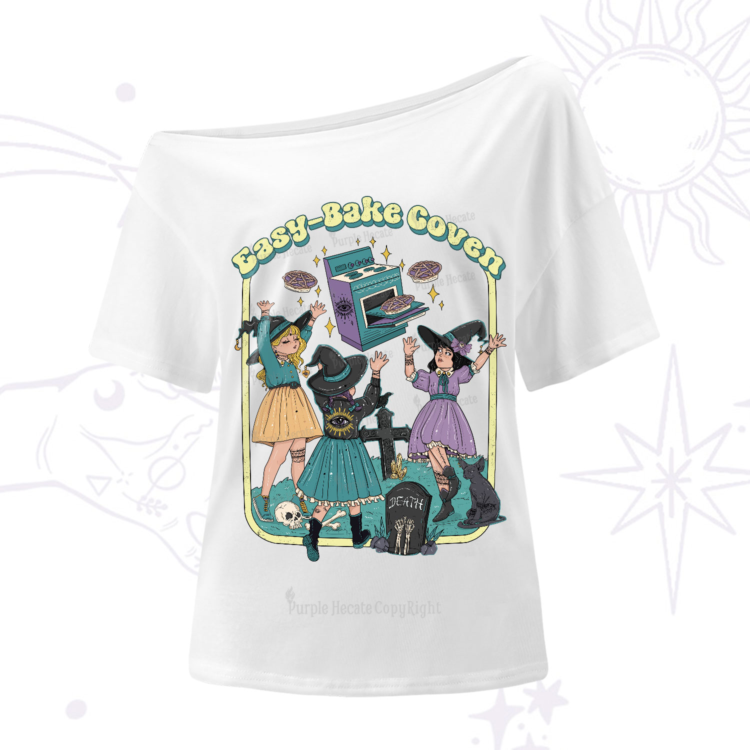 Purplehecate Easy Bake Coven One-Shoulder T-Shirt