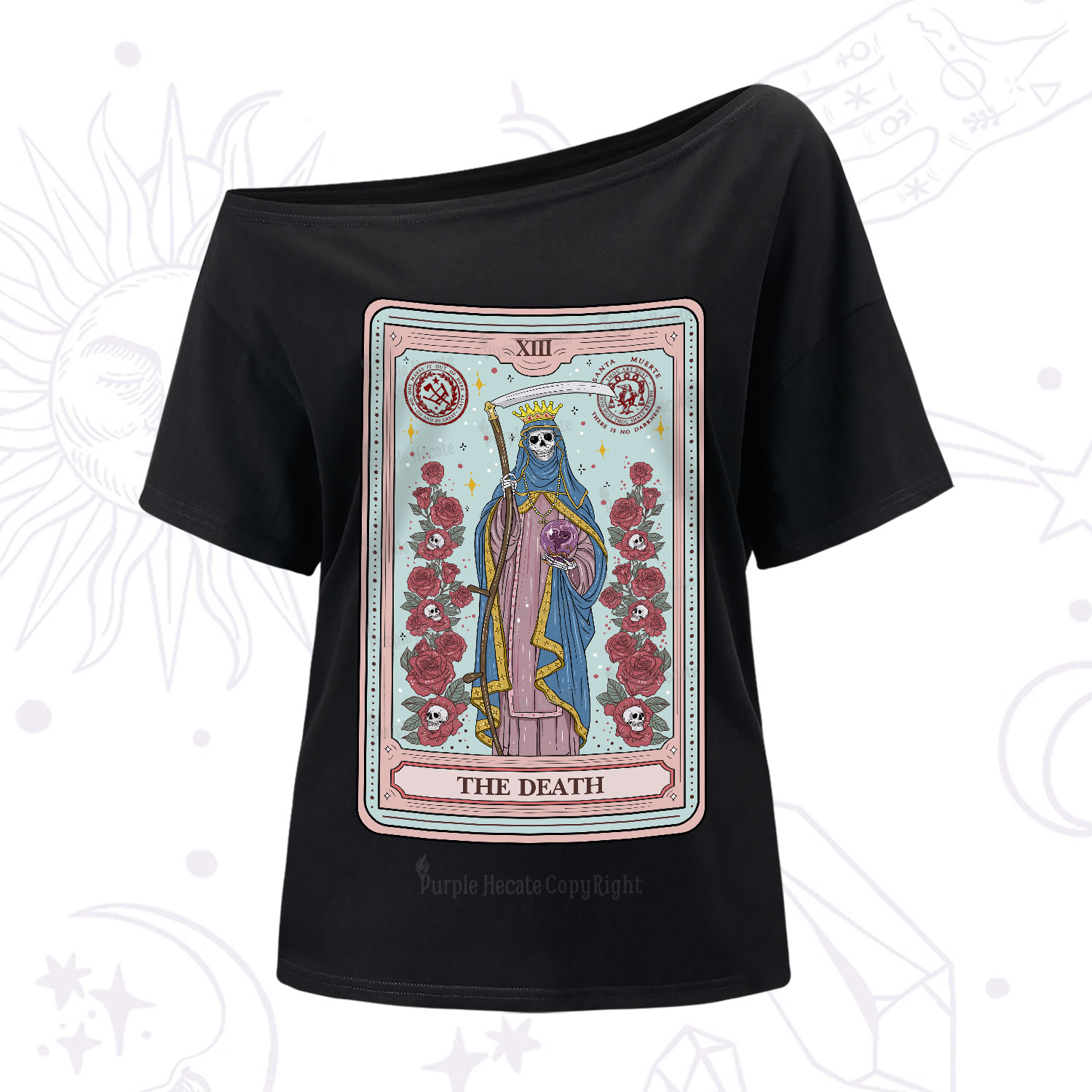 Purplehecate The Death Tarot One-Shoulder T-Shirt