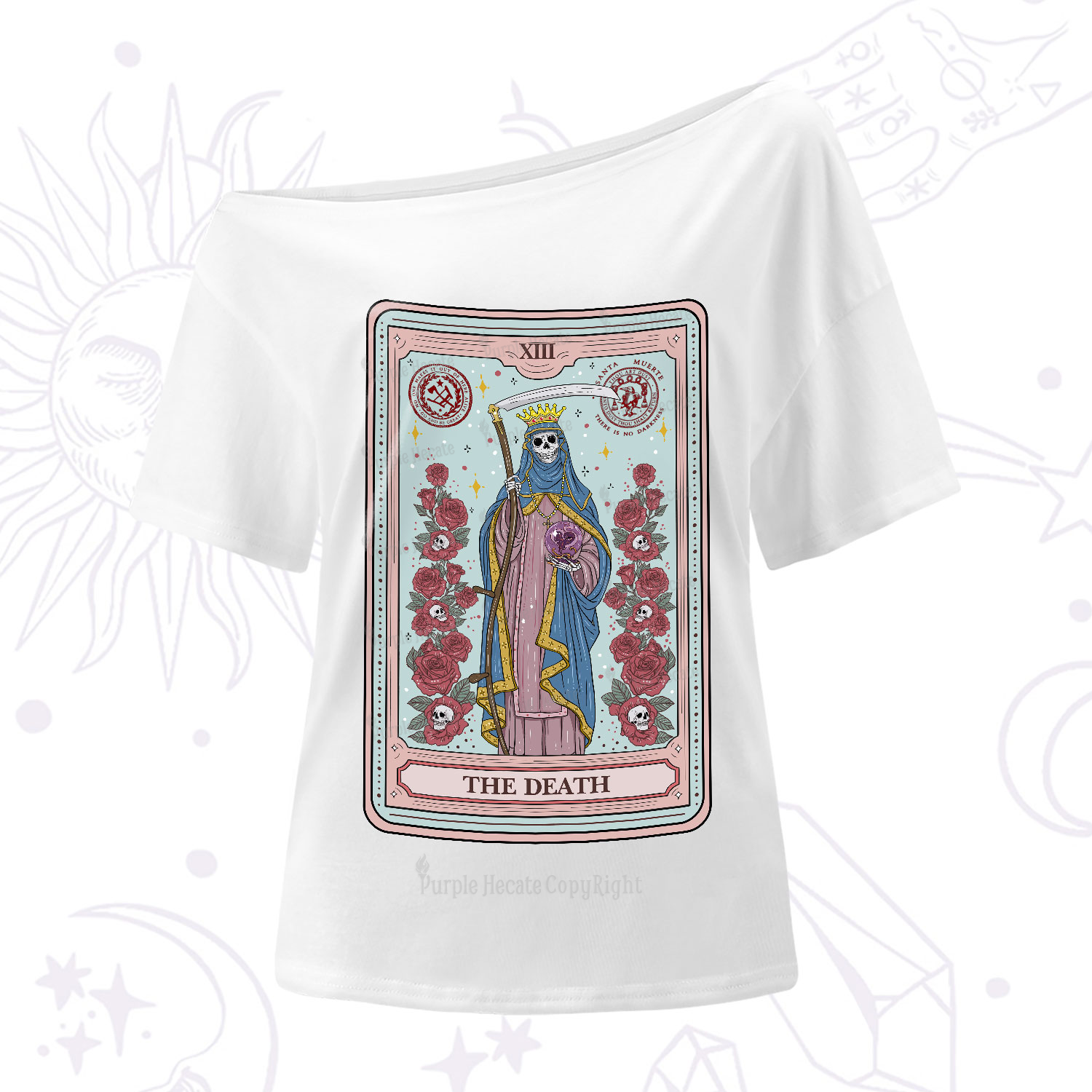 Purplehecate The Death Tarot One-Shoulder T-Shirt