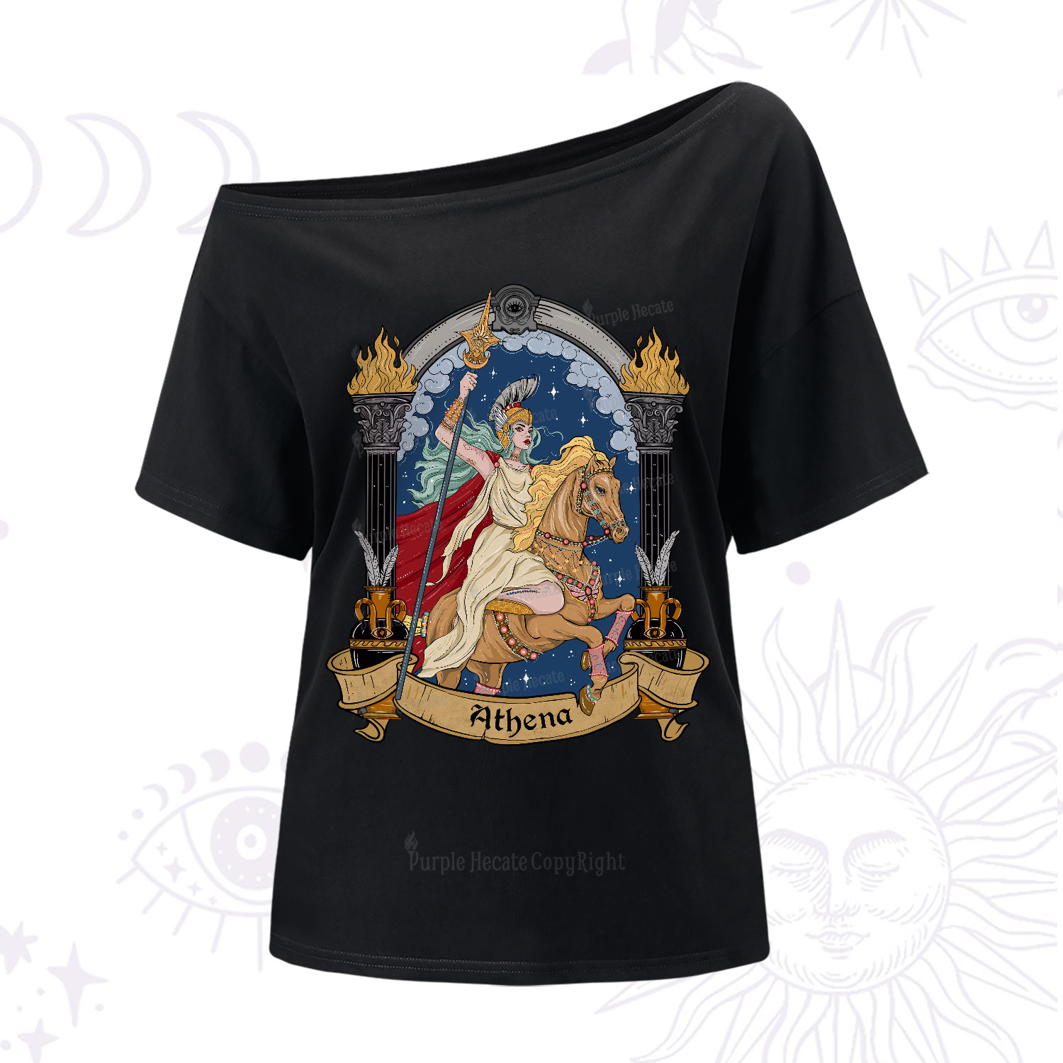 Purplehecate The Mighty Goddess Athena One-Shoulder T-Shirt