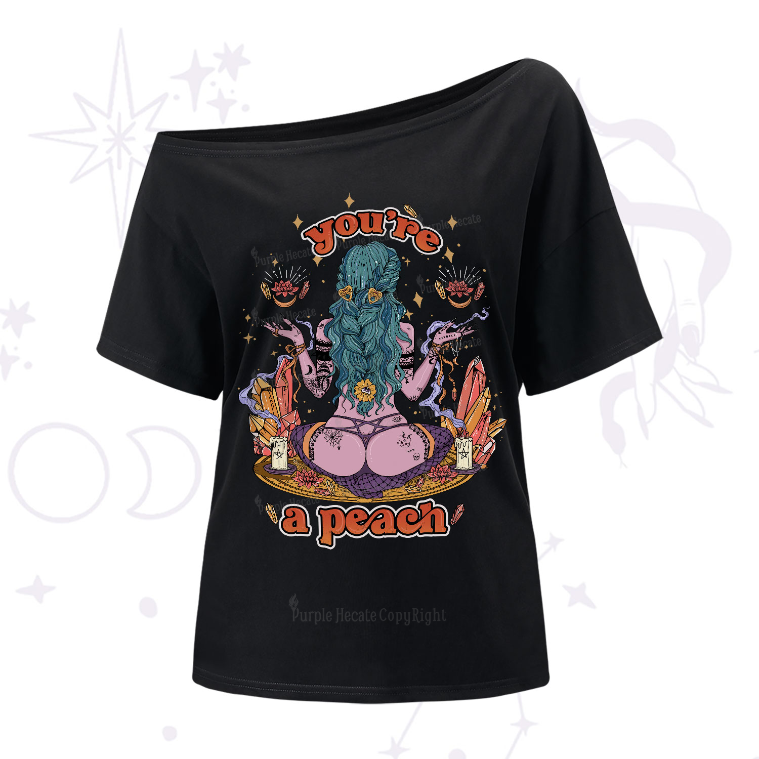 Purplehecate You Are A Peach One-Shoulder T-Shirt