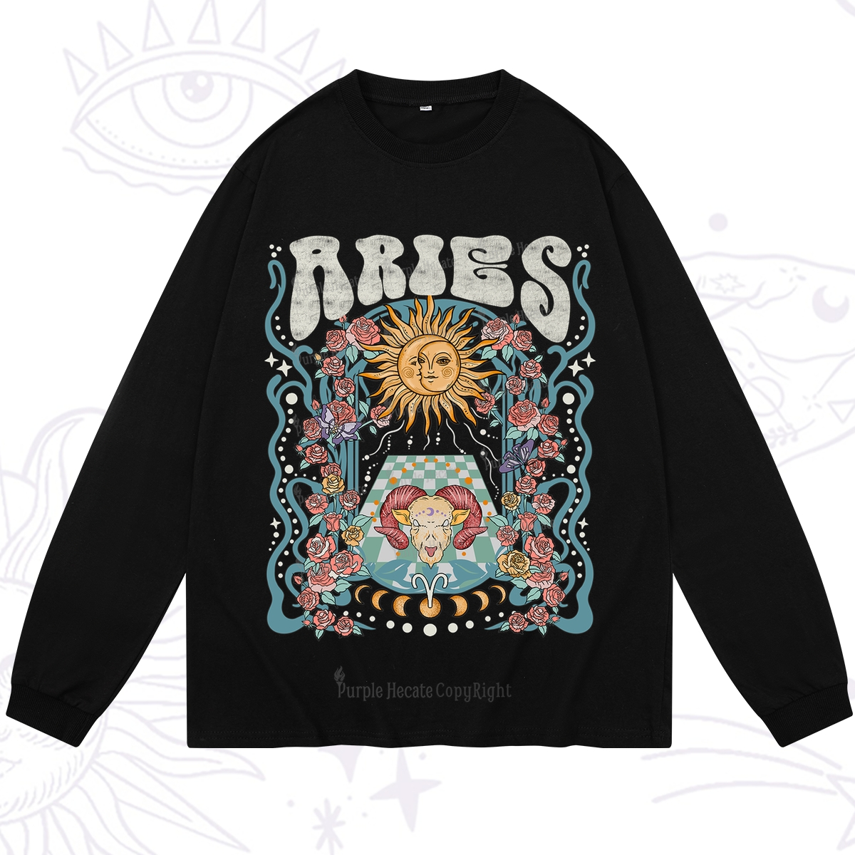 Purplehecate Aries Spirit Zodiac Long Sleeve T-Shirt