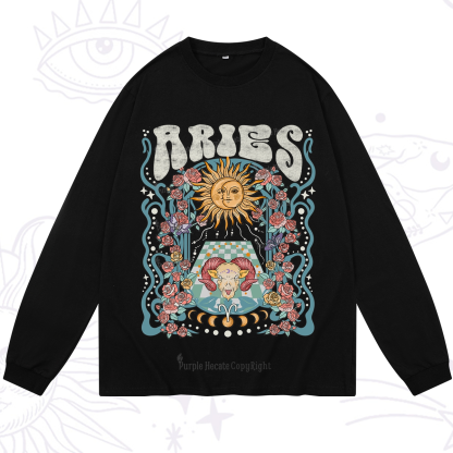 Purplehecate Aries Spirit Zodiac Long Sleeve T-Shirt