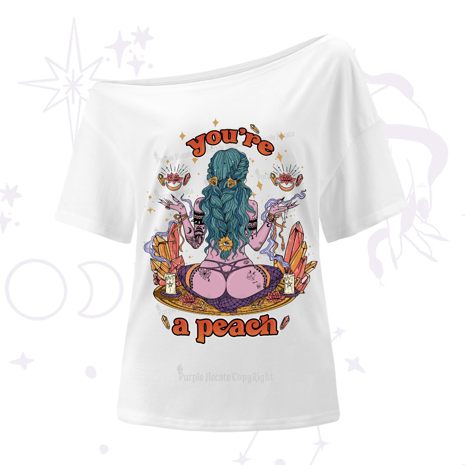 Purplehecate You Are A Peach One-Shoulder T-Shirt