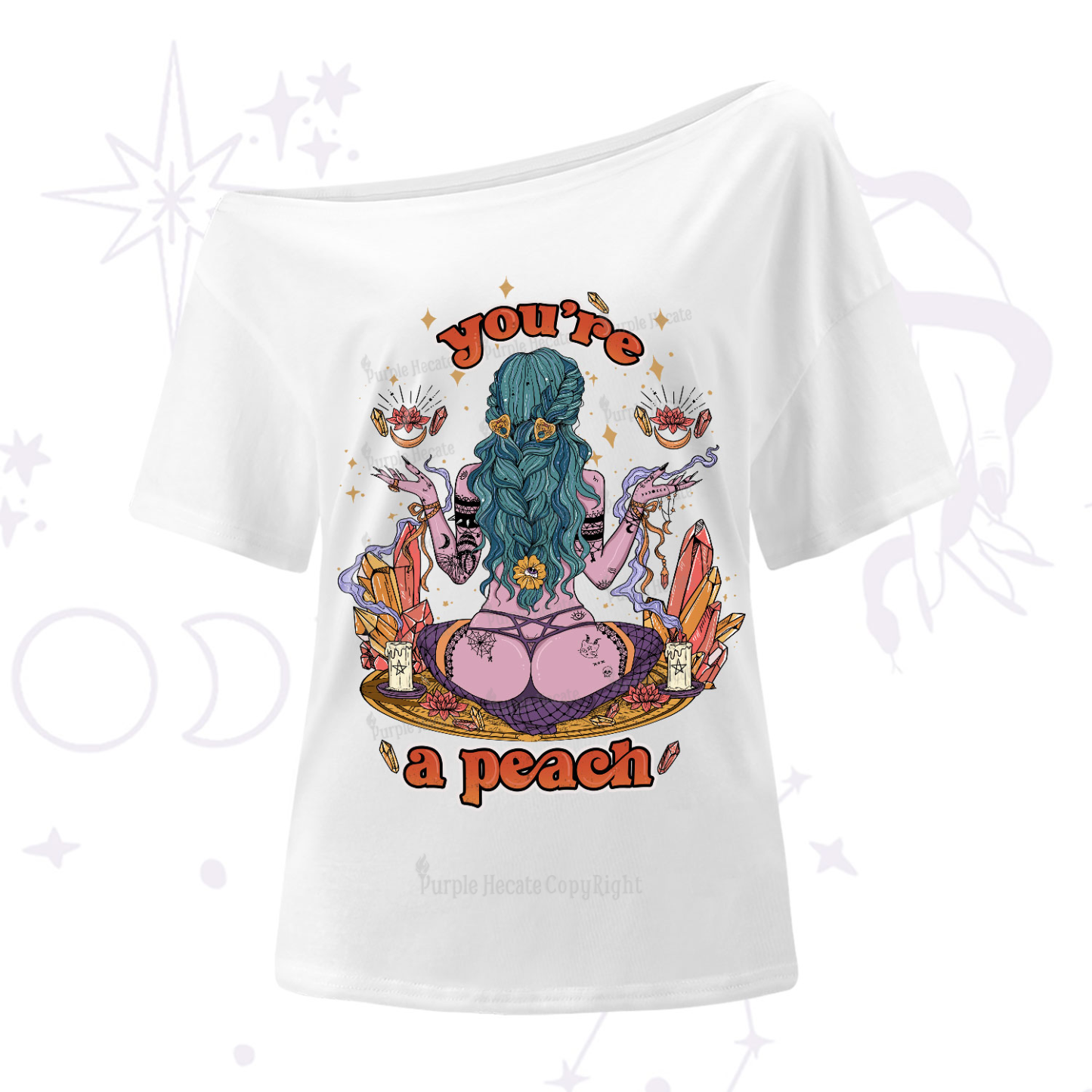 Purplehecate You Are A Peach One-Shoulder T-Shirt