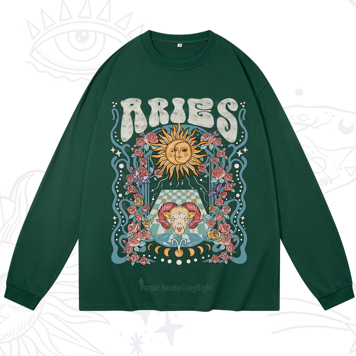 Purplehecate Aries Spirit Zodiac Long Sleeve T-Shirt