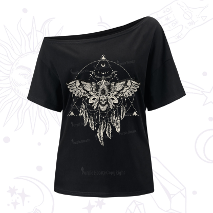 Purplehecate Mystical Luna Moth One-Shoulder T-Shirt