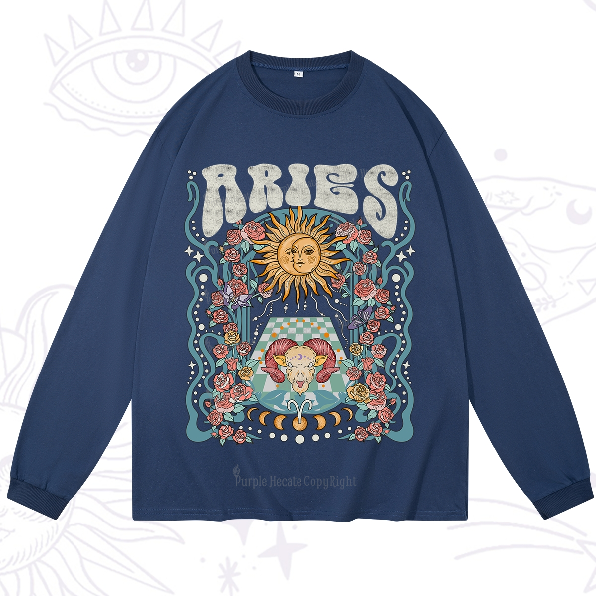 Purplehecate Aries Spirit Zodiac Long Sleeve T-Shirt